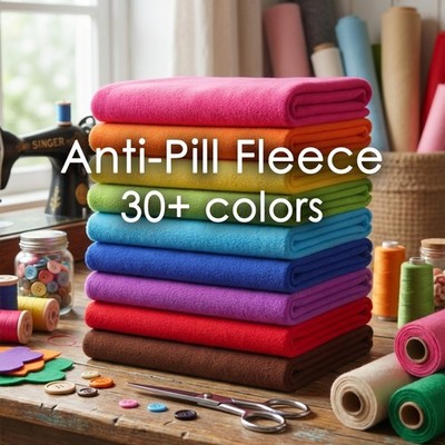 Solid Anti Pill Fleece Fabric - 60'' Wide - Multiple Colors - Sold by Yard & Bolt