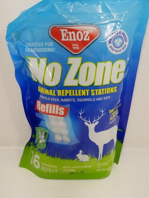 Enoz No Zone Animal Repellent 16 - 1 oz Refills Deer Rabbit Dog Cat for