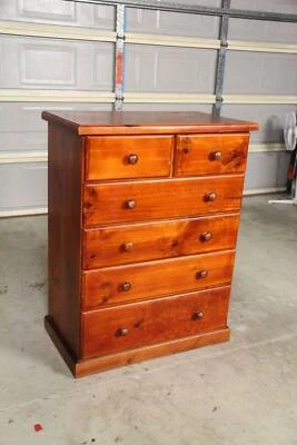 Good Condition Solid Wood 6 Drawers Tallboy Metal Runner Can
