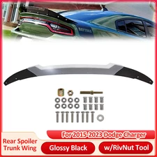 Fit 2015-23 Dodge Charger SRT Rear Spoiler Trunk Wing Glossy Black w/RivNut Tool