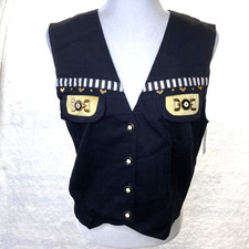 City Girl Women's Size 6 Vest Black Sleeveless Button Up Vintage New With Tag