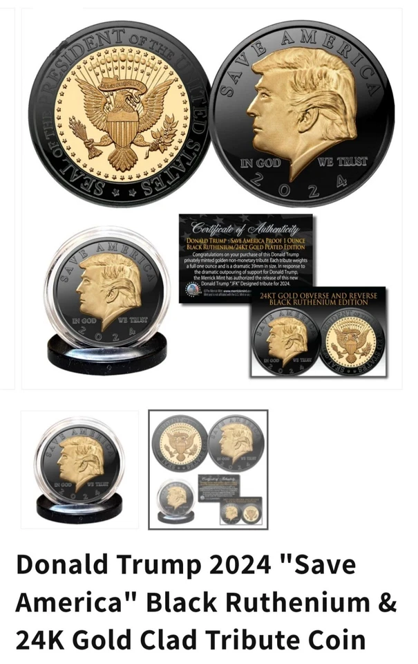 24 kt Gold Ruthenium Donald Trump Half Dollar - Image 2 of 3