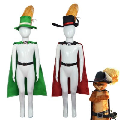 Disguise Cat Swordsman Cosplay Boys Hat Cloak Cartoon Puss Into Boots Costume