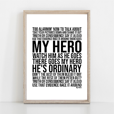 Foo Fighters - My Hero - Black Lyrics - A4 Size : : Home & Kitchen