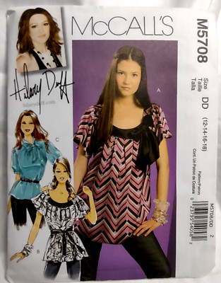 McCalls 5708 Size 12-18 Sewing Pattern UNCUT Tops 2 Lengths Sash Pull-Over Duff