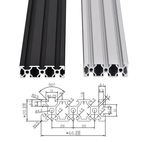 2060 V-Steckplatz Aluminiumprofil Extrusion 600-1500 mm Linearschiene für CNC 3D-Drucker - Bild 2 von 30