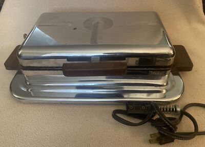 Vintage Westinghouse Electric Waffle Maker STC-34 Chrome Art Deco MCM