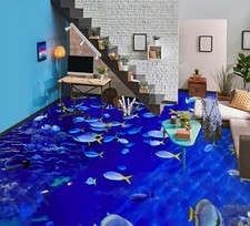 3D Blue Fish 14705NA Floor WallPaper Murals Wall Print 5D AJ WALLPAPER AU Fay