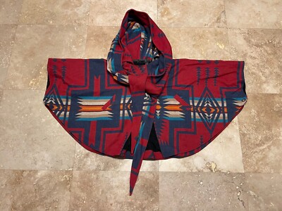 Lindsey Thornburg Pendleton Blanket Coat Cloak Poncho Jacket Shawl Wool One Size
