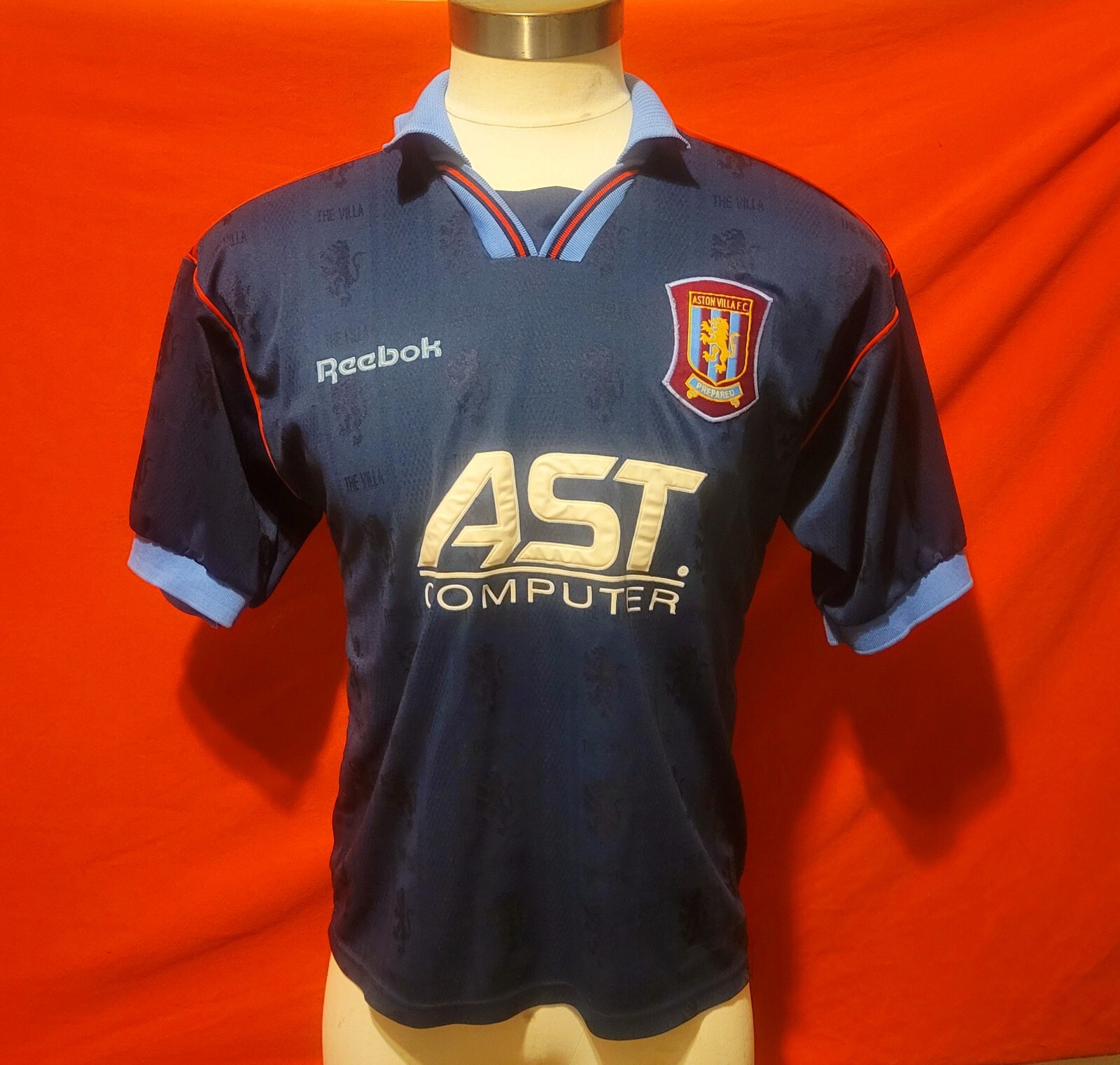 Aston Villa VINTAGE Jersey Mens 38/40 Blue Reebok Away  Top AST 1995/1996
