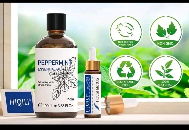 HIQILI Peppermint Essential Oil 3.38oz Pure Natural Mint Oil Exp 07/2027