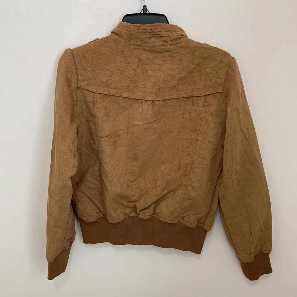 Brave Soul Mujer M Marrón Imitación Cuero Cremallera Moto Chaqueta Bombardero Moto Foto 2 de 4