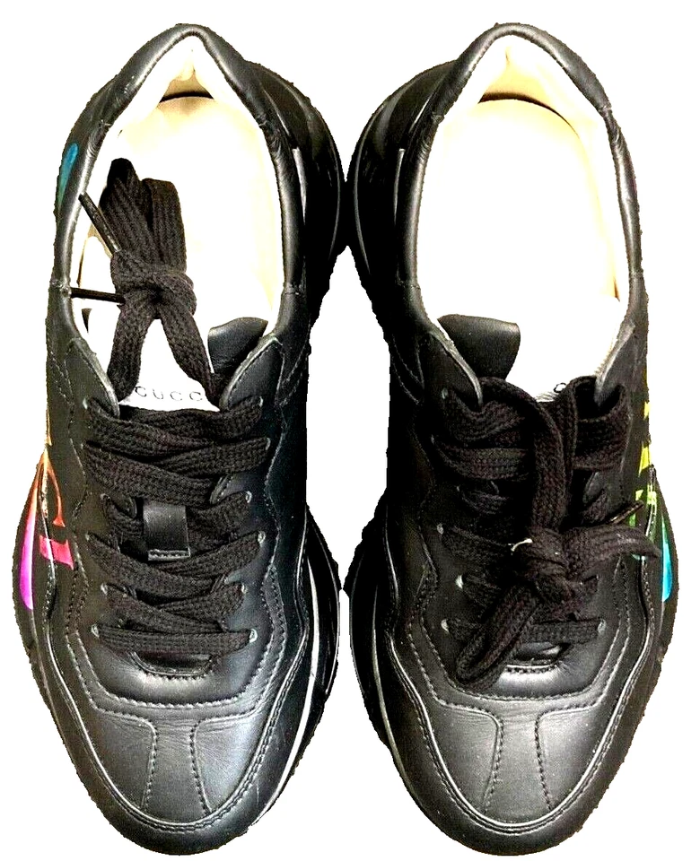 Tênis Feminino Preto Gucci Rhythmon Logotipo Arco-íris Tamanho 34 - Imagem 3 de 4
