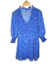 ASOS DESIGN Mini Smock Dress in Blue Floral Size 4