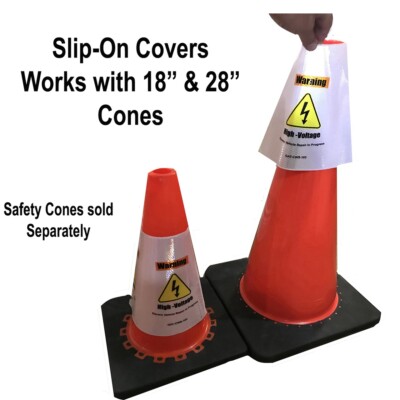 Electric Vehicle Repair Safety Cone Package - EV Warning Sign and Cone Package
