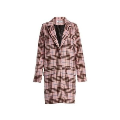 Glamouröser rosa karierter karierter Longline-Mantel Größe 8 UK CR052 AA 07