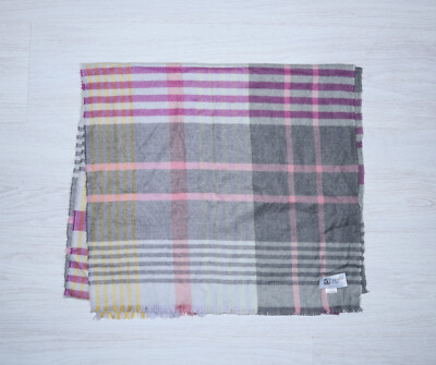 JOHNSTONS OF ELGIN Womens Luxury Merino Wool Multicolor Check Scarf