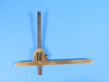 showy adjustable depth gauge or square w/ brass frame & set screw