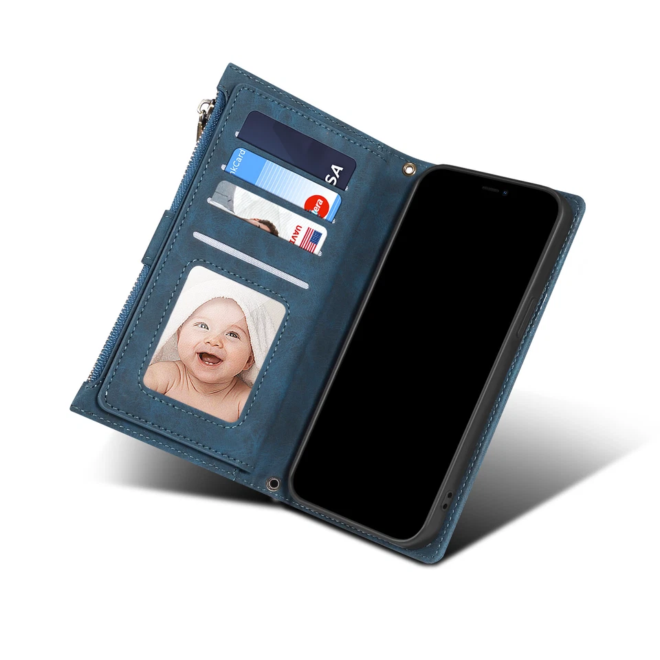 For Google Pixel 6 7 8 9 Pro Crossbody Zipper Wallet PHone Case Flip Card Holder - Image 2 of 4