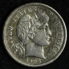 1905-S Barber Silver Dime XF E327 RYCZ