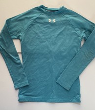 Under Armour Shirt Girls L Cold Gear Fitted Pullover * Youth Large * Light Blue