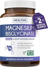 High Absorption Magnesium Bisglycinate Caps Clinically Validated Buffered, 60 ct