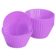18Pcs Silicone Cupcake Baking Cups 2.8" Non-Stick Muffins Liners Purple