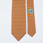 HERMES TIE 646108 FA Microphone on Orange Heavy Silk Necktie