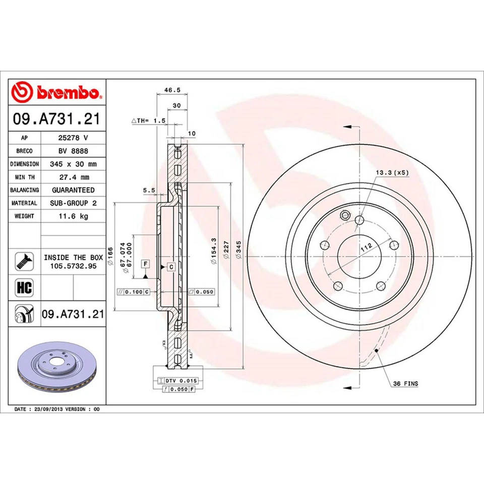 Brembo Front Brake Rotors Pads Kit For 2003-2006 Mercedes-Benz CLK500 - Image 4 of 4