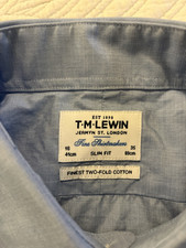 T.M. LEWIN LONDON SIZE 16 - 35 SLIM FIT LS DRESS SHIRT W/FRENCH CUFFS