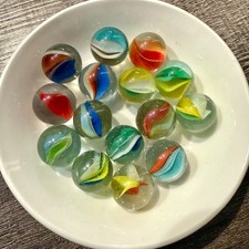 Lot of 15 Vintage Marbles Cat Eye Shooter Marble Multi-Color / Vane Clear Glass