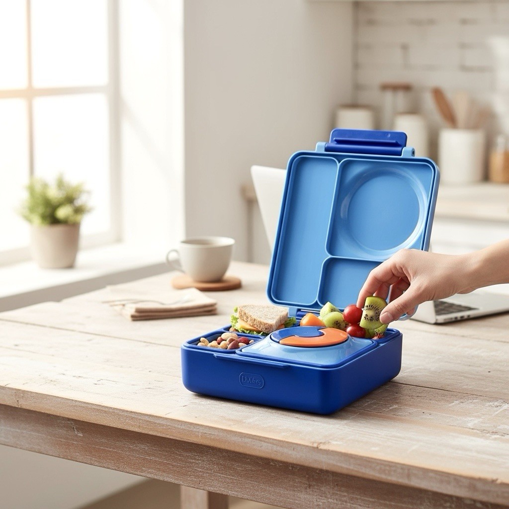 Omie Bento Lunch Box Insulated Blue Orange Thermos
