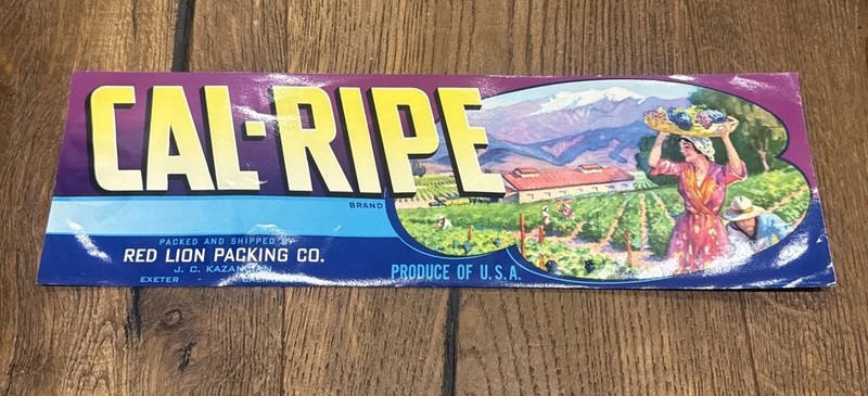 Vintage Unused  Cal -Ripe Brand Red Lion Packing Exeter, California USA