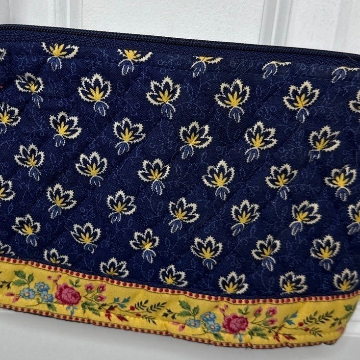 Vera Bradley Crossbody Bag Navy Blue Quilted Floral Border Purse