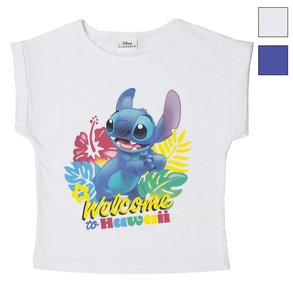 T-Shirt Disney Lilo Et Stitch Fille T-Shirt À Manches Courtes En Coton 7081 - Photo 1/1