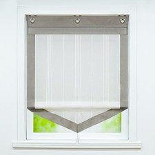 Raffrollo Ösenrollo Raffgardine Klein Leinenoptik Küchenvorhang ohne Bohren Weiß