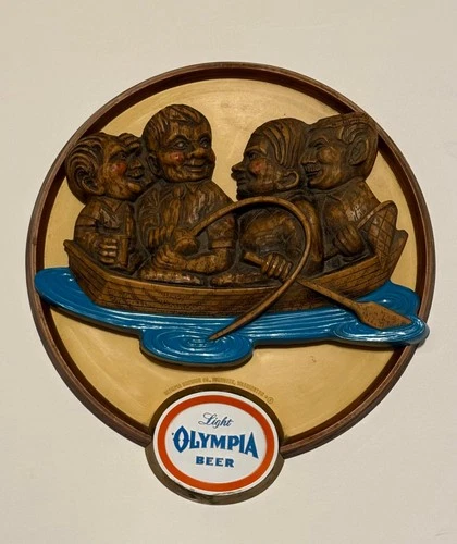 Olympia Light Beer Sign. Vintage Olympia Beer sign Fisherman 3D