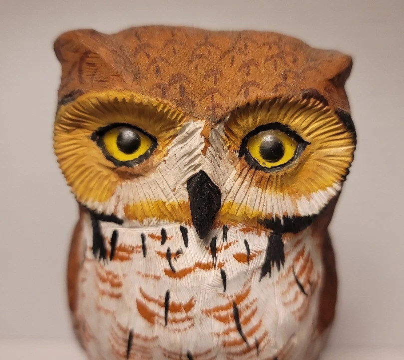 Búho de madera tallado a mano por Bob Lee Florida firmado Foto 2 de 4