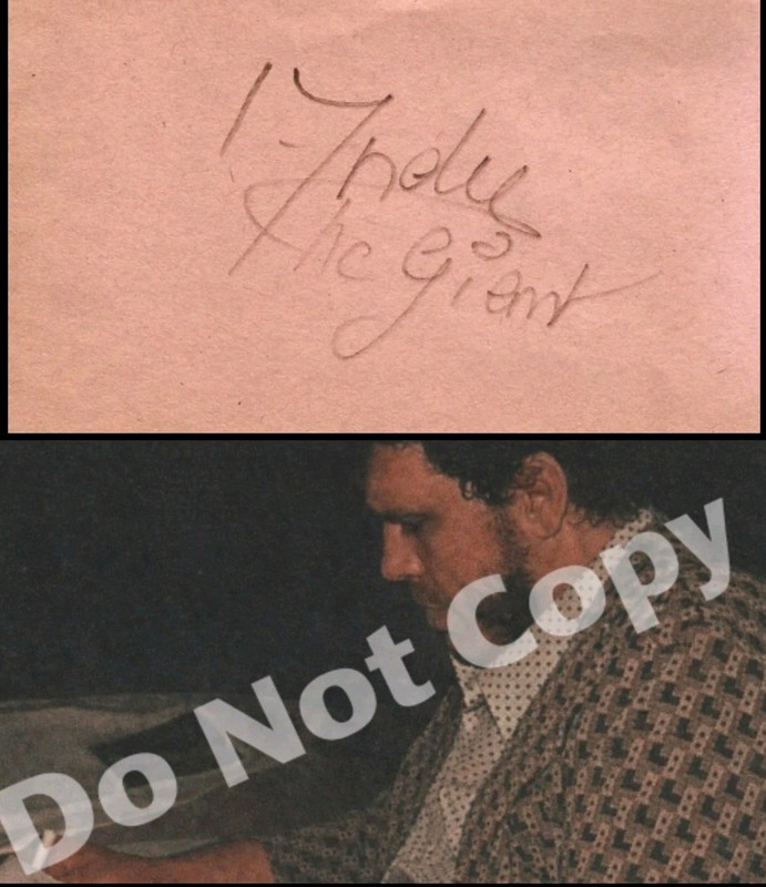 Andre The Giant Autographed WWE Pro Wrestling Cut Sheet Size: 5"x3"