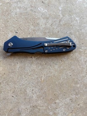 Klecker TG-14 Slice Flipper 3.4'' 12C27 Recurve Tanto Blade, Blue Steel Handle