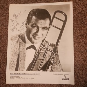 Si Zentner & His Orchestra Jazz Trombone Player Black  White Photo Vintage Music