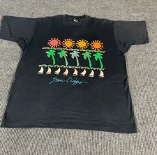 VTG Screen Stars Best T Shirt Mens XL Black Single Stitch San Diego California