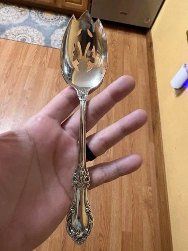 Pierced Serving Spoon. International Sterling Wild Rise 925. 8&1/2”. 62.8 Grams