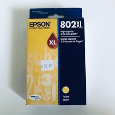 Genuine EPSON 802XL Yellow High Yield Ink Cartridge OEM Sealed Exp 7/2027