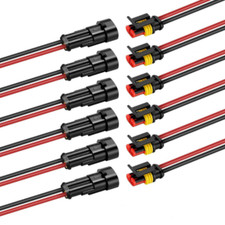 2 Pin Waterproof Wire Connector Set 14AWG Male Female Automotive Plug 6 Pairs