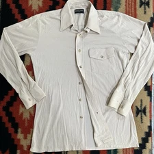 Vtg 60s 70s Abraham & Straus Shirt Mens M Suede Velour Disco Hippy Dagger Collar