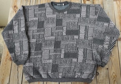 vintage '90s Euroclub plaid knit sweater  Men's Size XL