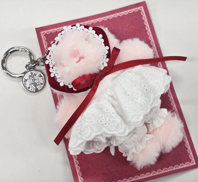 Starbucks Korea 2026 Valentine Love Bunny CHOUCHOU PLUSH Keyring
