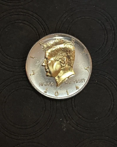 DANBURY MINT,    2014-D  KENNEDY HALF DOLLAR - GOLD AND SILVER PLATED