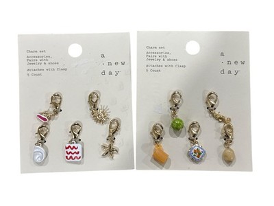 Set of 2 A New Day 5-Count Charm Set For Jewelry & Shoes With Clasp Attachments